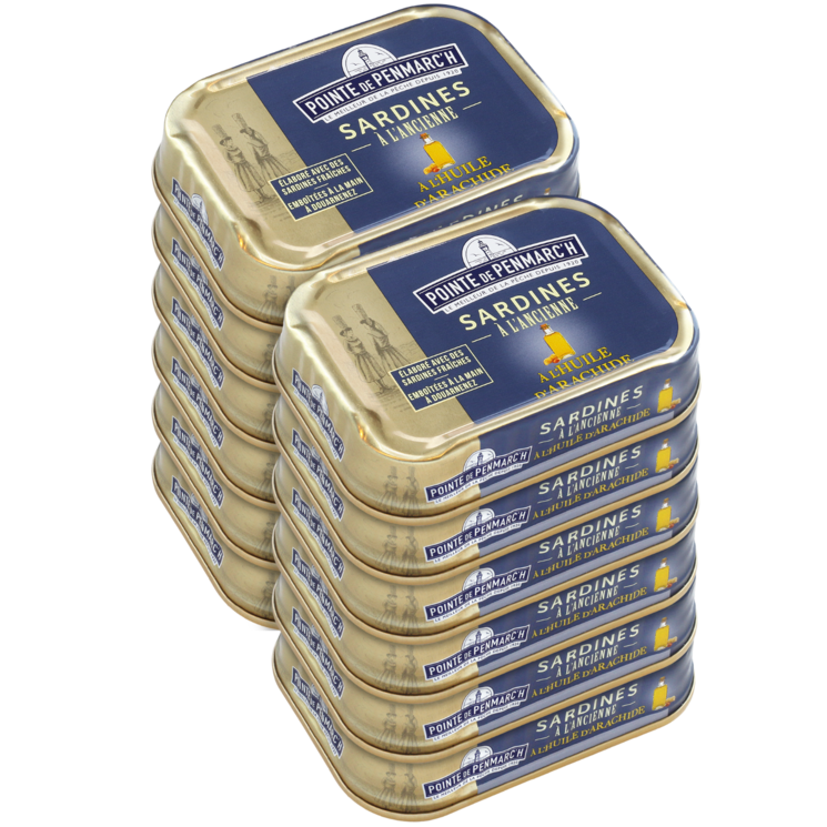 Sardines à l'ancienne à l'huile d'arachide - le lot de 12 boîtes de 115 g