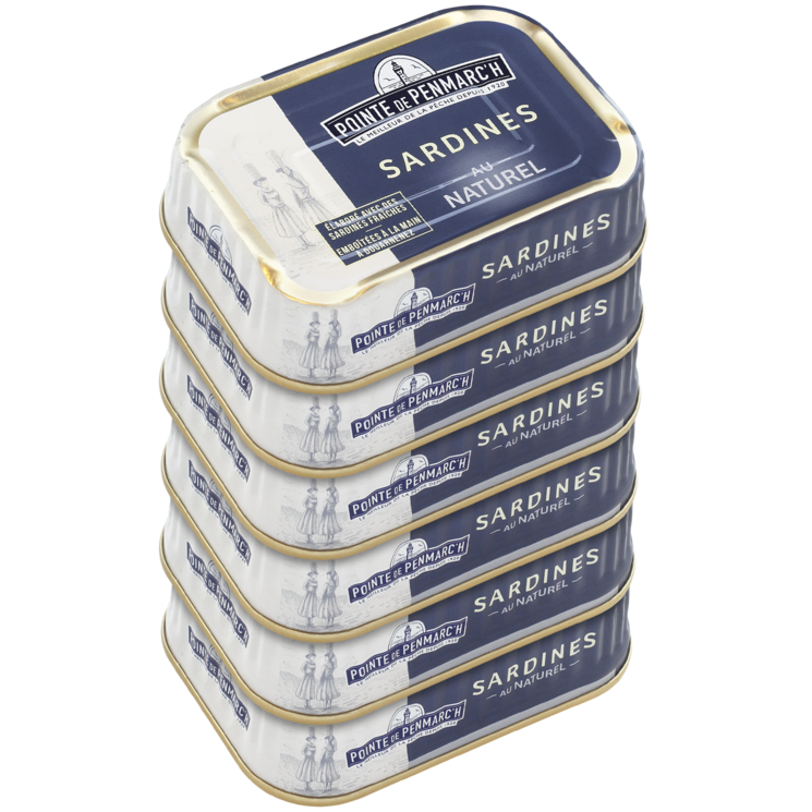 Sardines au naturel - Le lot de 6 boîtes de 135 g