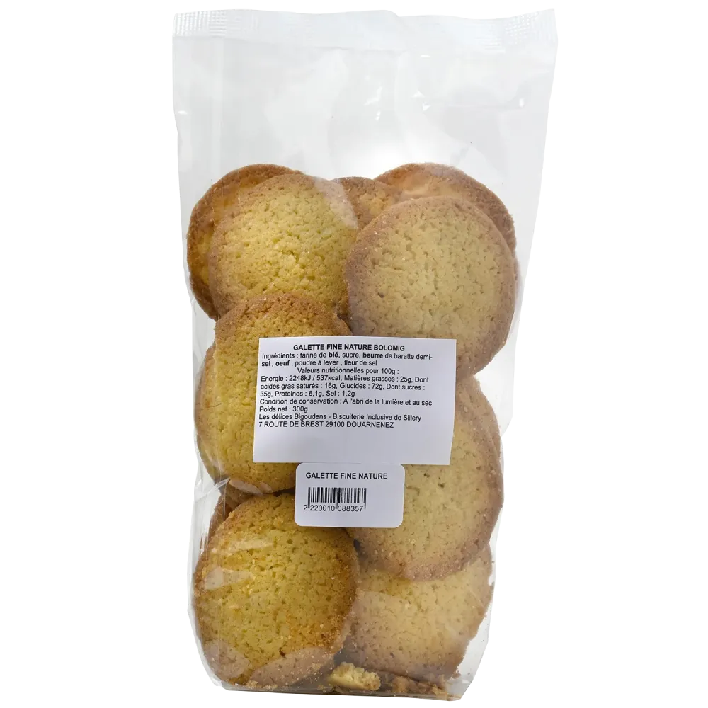 Galette fine nature pur beurre Bolomig - le sachet de 300 g | Pointe de Penmarc'h