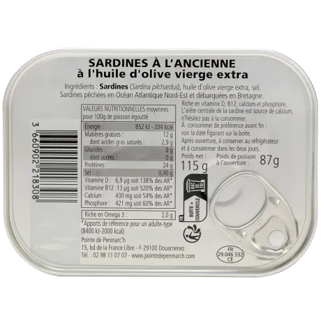 Sardines à l'ancienne à l'huile d'olive  évènementielle décor je t'aime - la boîte de 115 g | Pointe de Penmarc'h