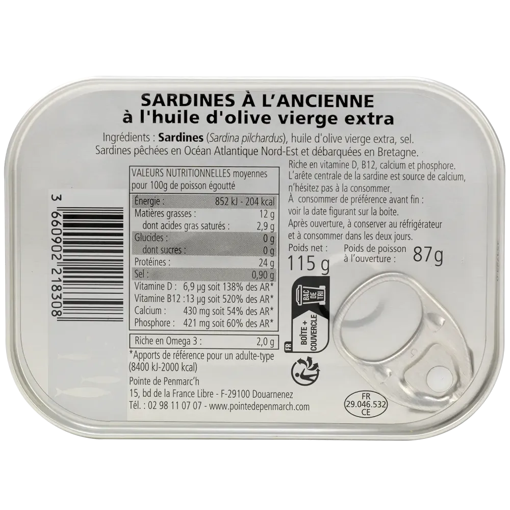 Sardines à l'ancienne à l'huile d'olive  évènementielle décor je t'aime - la boîte de 115 g | Pointe de Penmarc'h