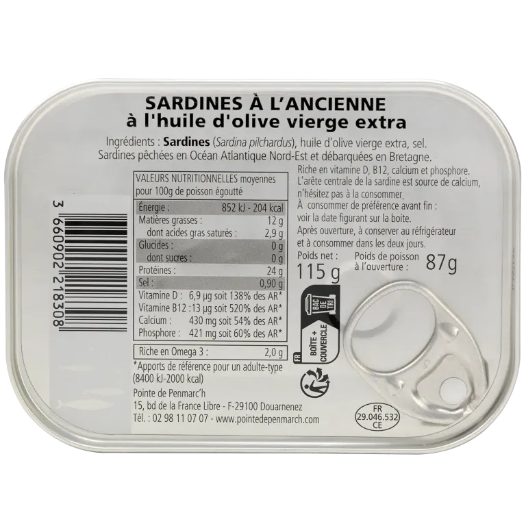 Sardines à l'ancienne à l'huile d'olive  évènementielle décor je t'aime - la boîte de 115 g | Pointe de Penmarc'h