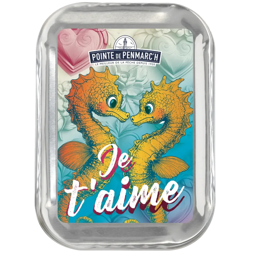 Sardines à l'ancienne à l'huile d'olive  évènementielle décor je t'aime - la boîte de 115 g | Pointe de Penmarc'h