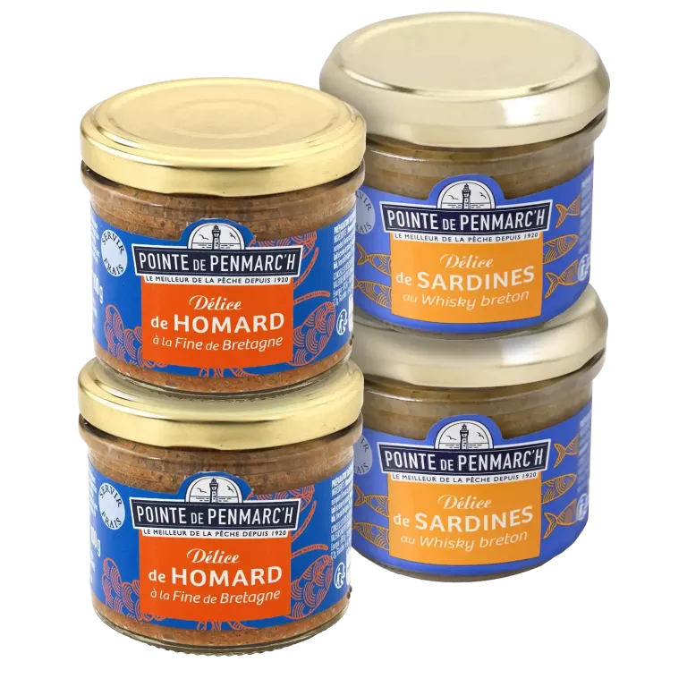 Assortiment de 4 mousses de poisson & crustacés en verrine | Pointe de Penmarc'h