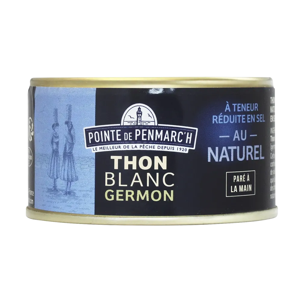 Boite de thon blanc germon au naturel, réduit en sel  | Pointe de Penmarc'h