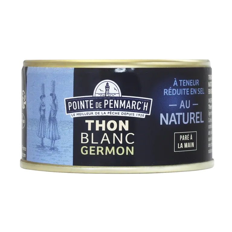 Boite de thon blanc germon au naturel, réduit en sel  | Pointe de Penmarc'h