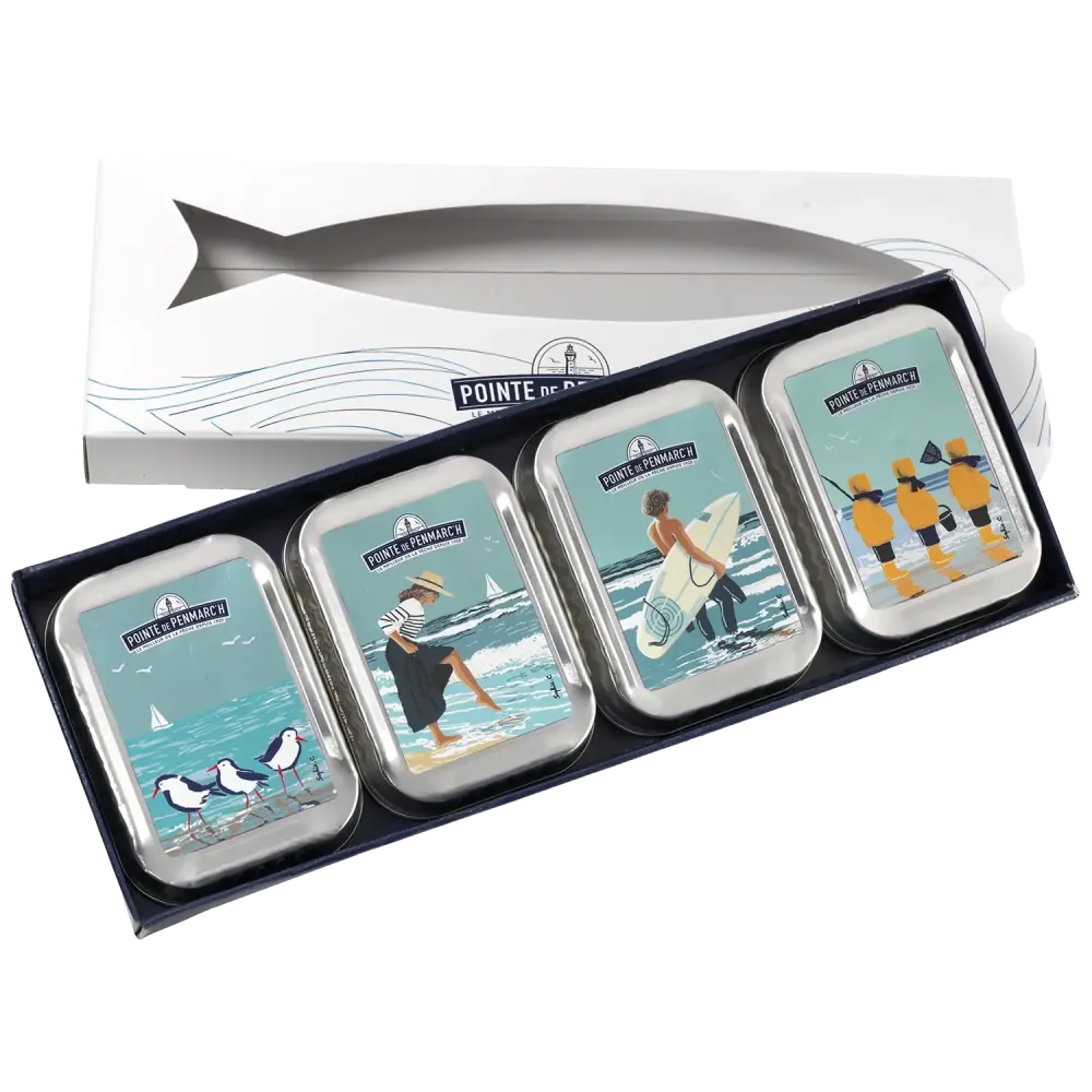 Coffret 4 sardines à l'ancienne - Édition Sophie C. inspirée de la Bretagne