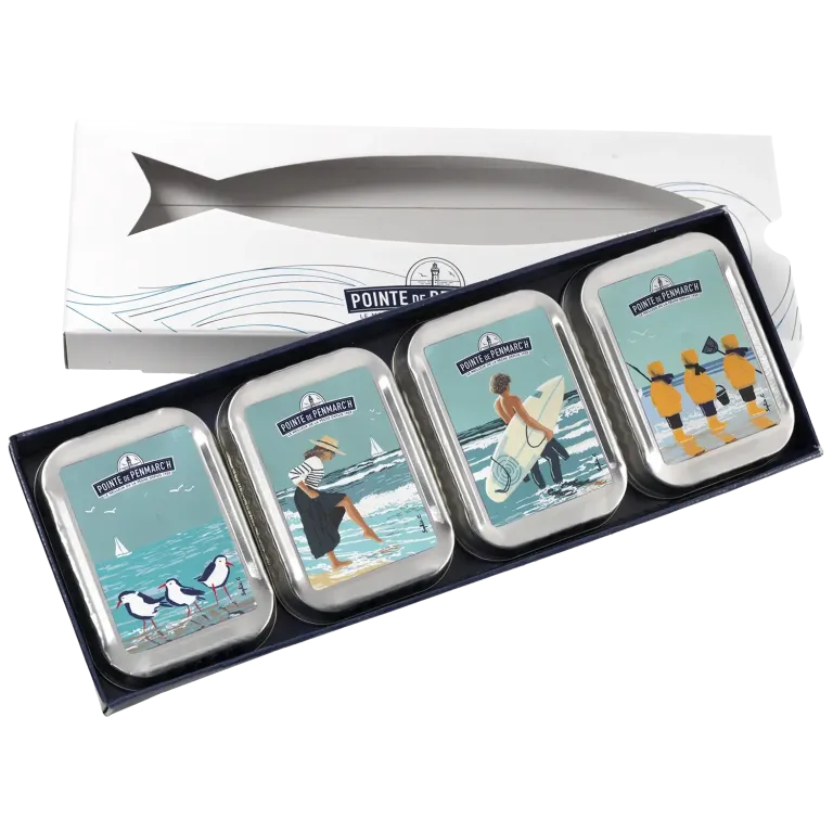 Coffret 4 sardines à l'ancienne - Édition Sophie C. inspirée de la Bretagne