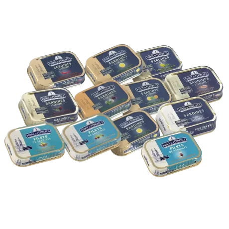 Assortiment 12 boîtes sardines et filets - Coffret 100 % sardines bretonnes