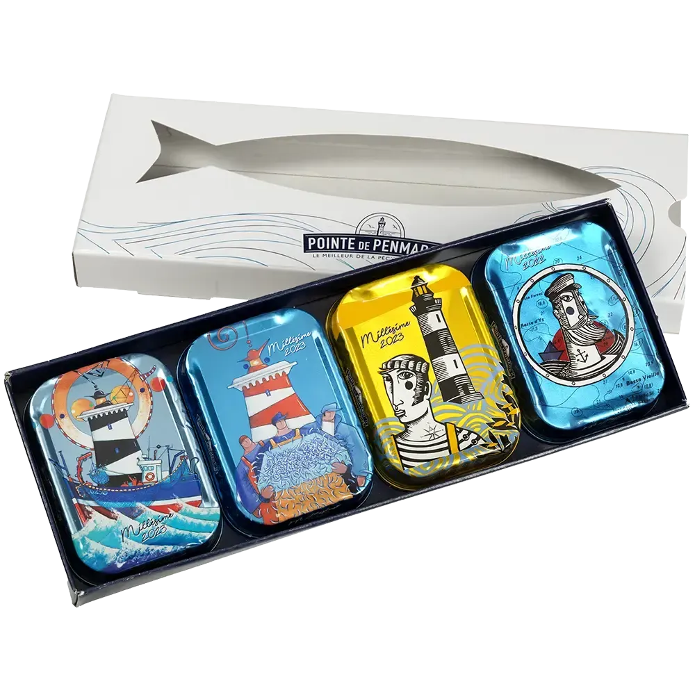 Coffret sérigraphié sardines à l'ancienne millésimes 2022 & 2023 - Édition limitée collector