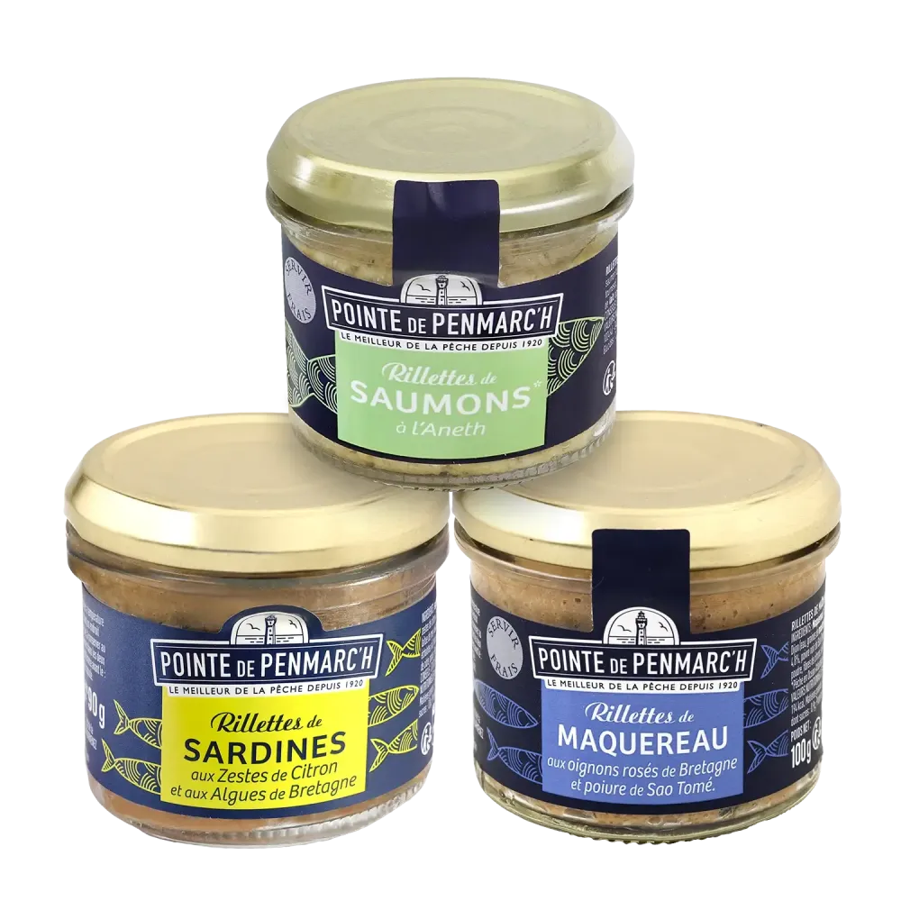 Trio de rillettes de la mer - Saumon, thon blanc & maquereaux aux saveurs bretonnes