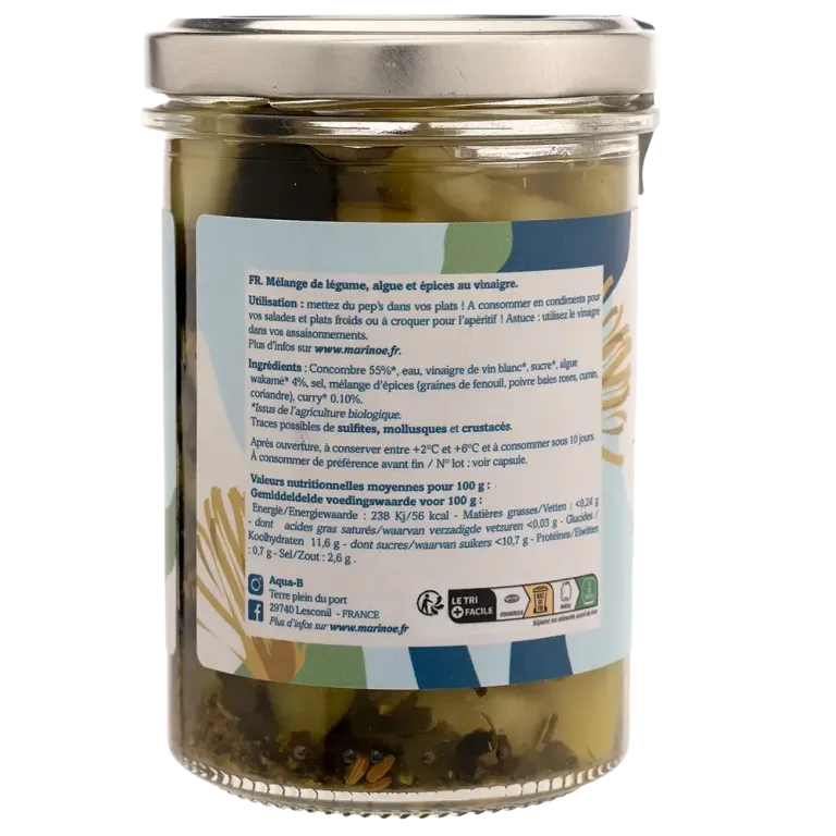Pickles concombre, wakamé & curry - Condiment iodé et épicé breton