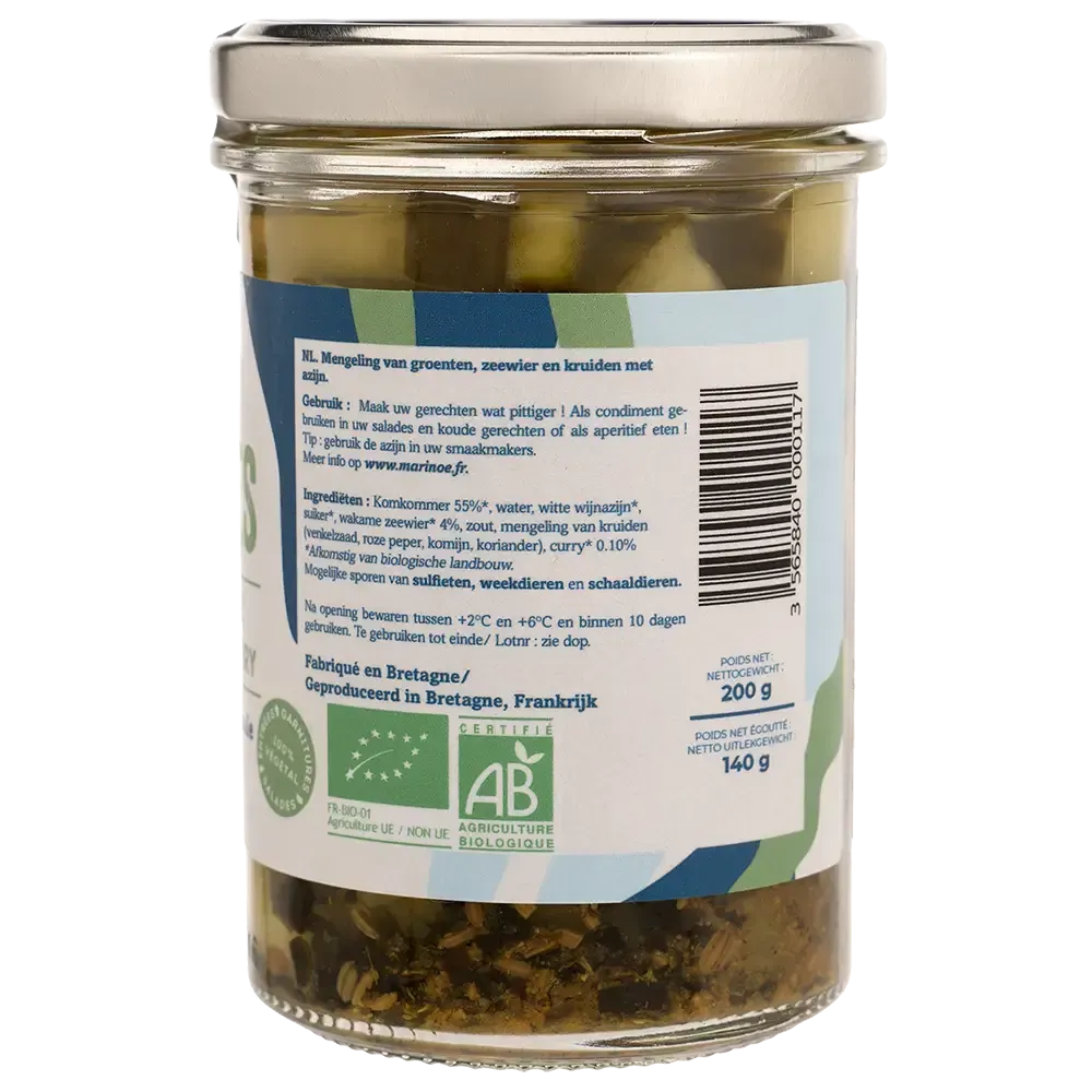 Pickles concombre, wakamé & curry - Condiment iodé et épicé breton
