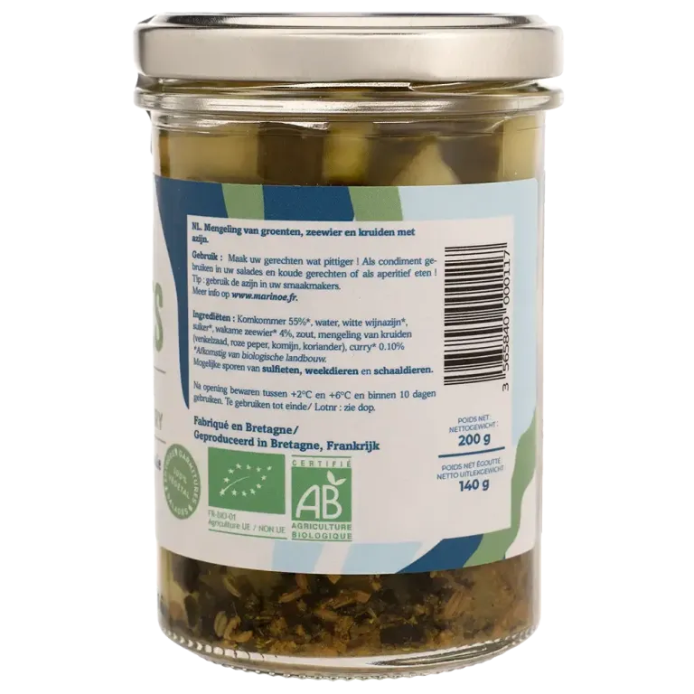 Pickles concombre, wakamé & curry - Condiment iodé et épicé breton