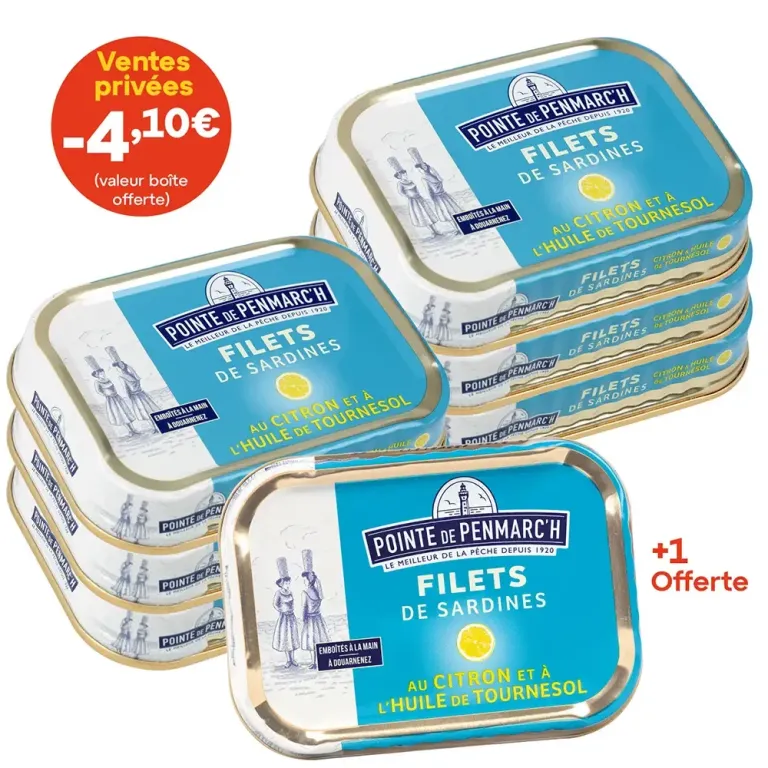 Filets de sardines au citron et à l'huile de tournesol - le lot de 7 boîtes de 100 g