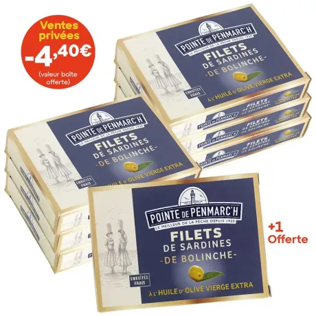 Filets de sardines de bolinche à l'huile d'olive vierge extra - le lot de 7 boîtes de 100 g