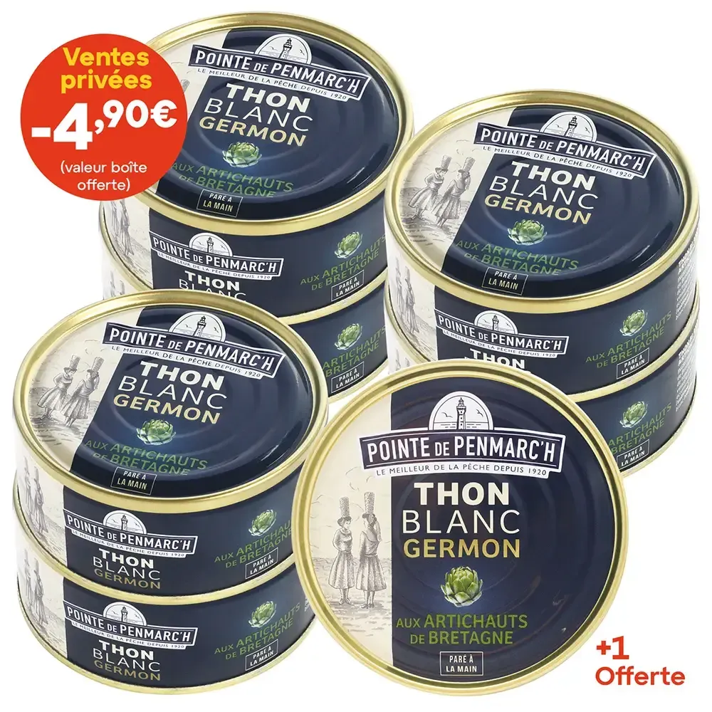 Thon blanc germon aux artichauts de Bretagne - le lot de 7 boîtes de 160 g