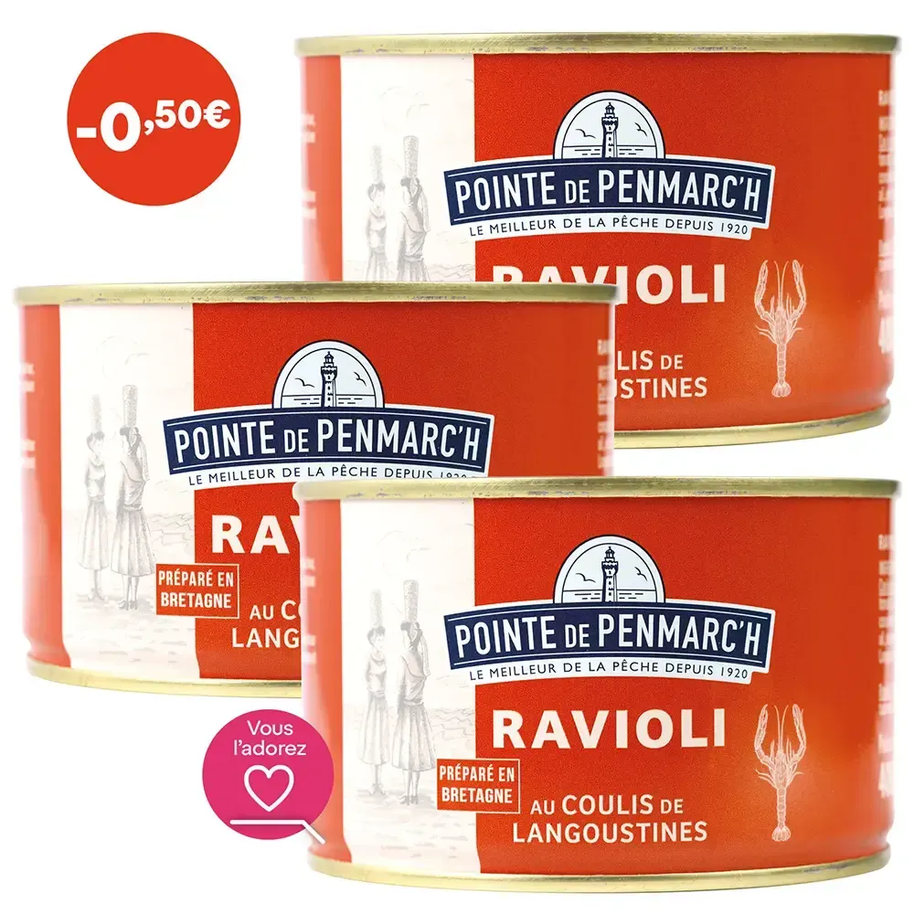 Ravioli au coulis de langoustines - le lot de 3 boîtes de 400 g