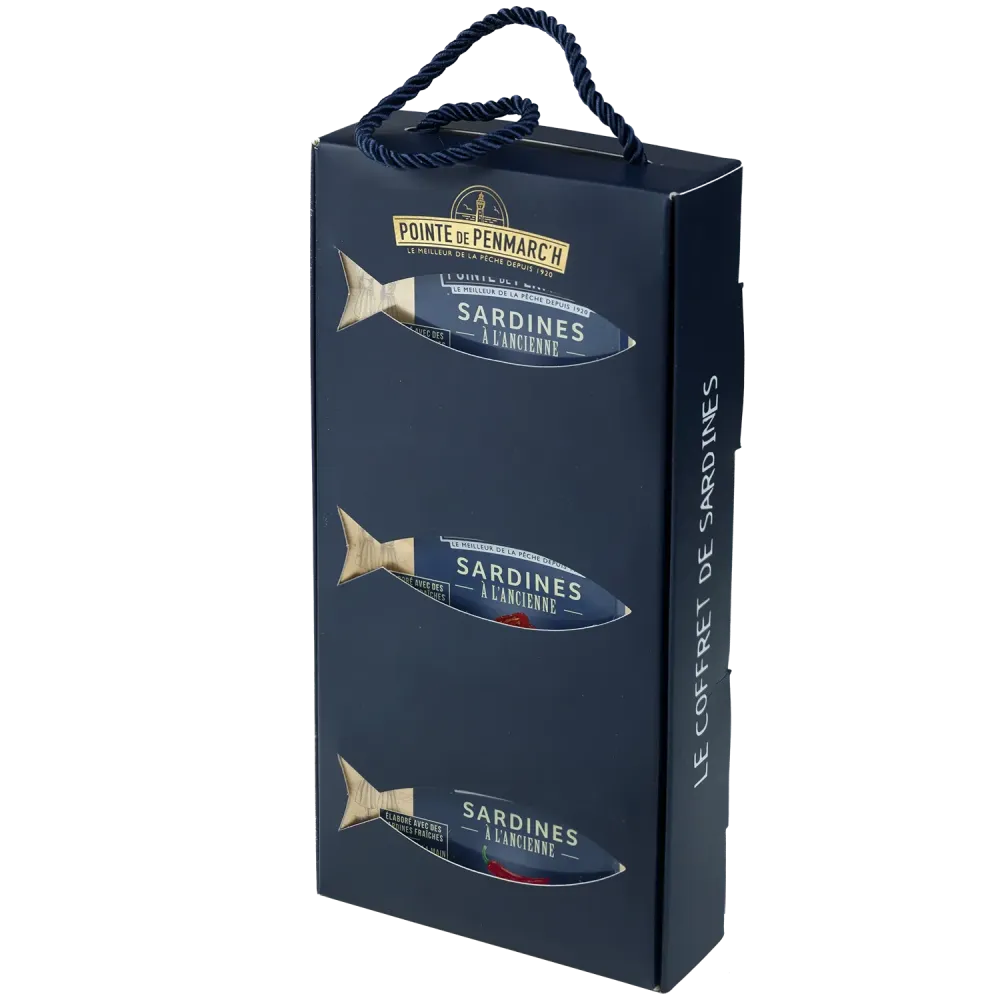 Coffret cordelette de 6 boîtes de sardines à l'ancienne