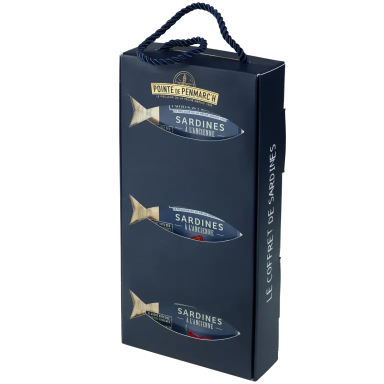 Coffret cordelette de 6 boîtes de sardines à l'ancienne