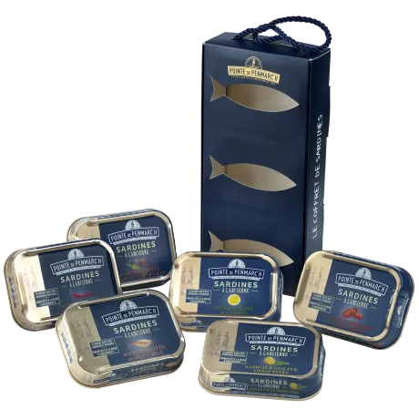 Coffret cordelette de 6 boîtes de sardines à l'ancienne