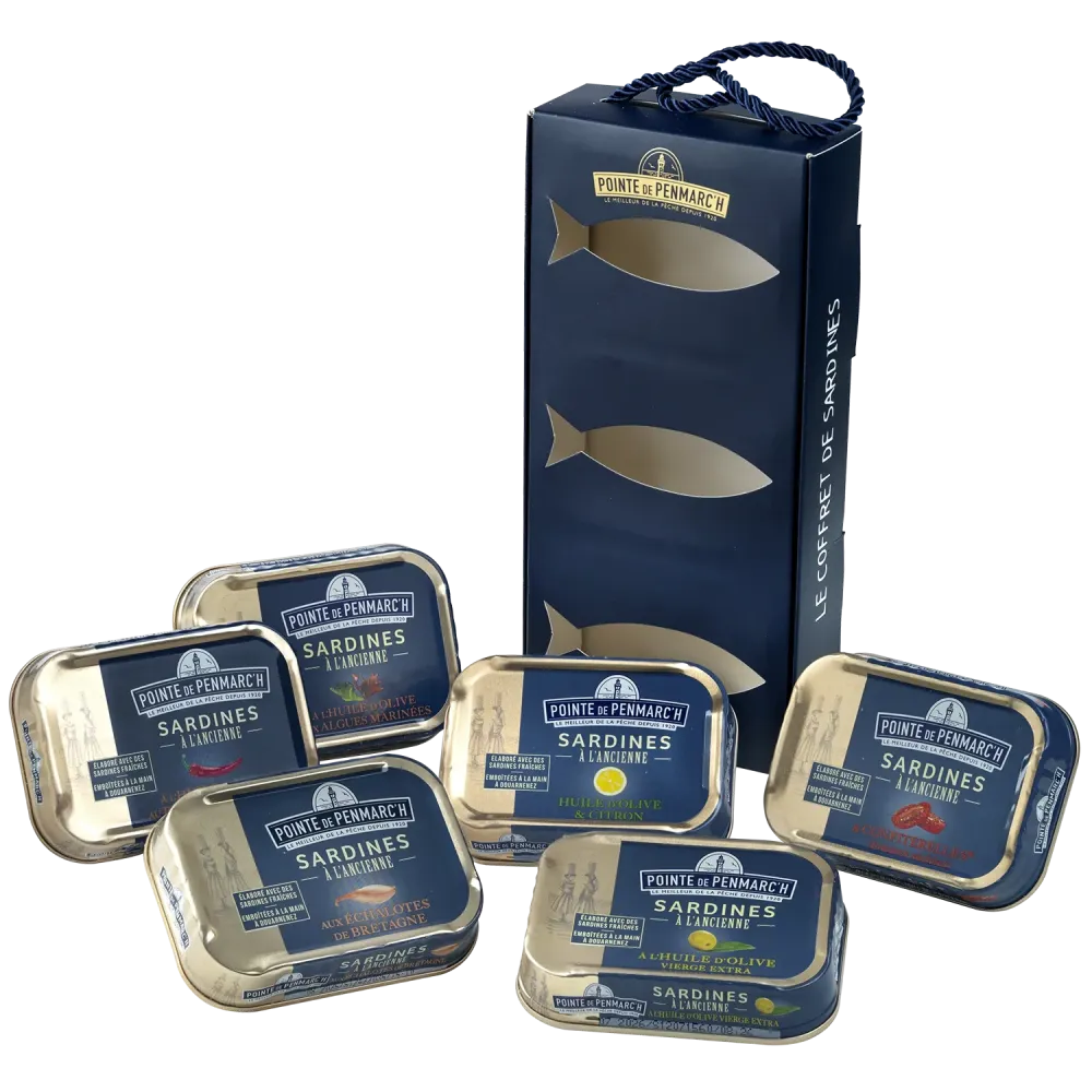 Coffret cordelette de 6 boîtes de sardines à l'ancienne