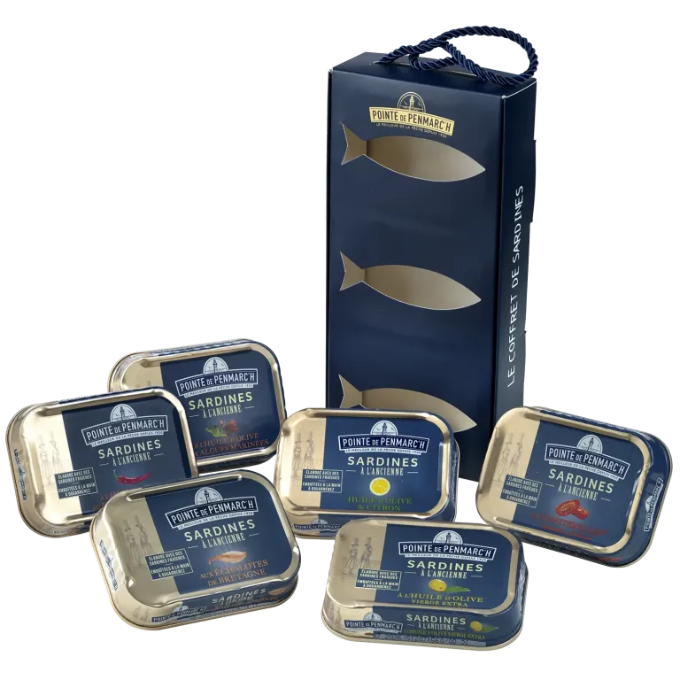 Coffret cordelette de 6 boîtes de sardines à l'ancienne