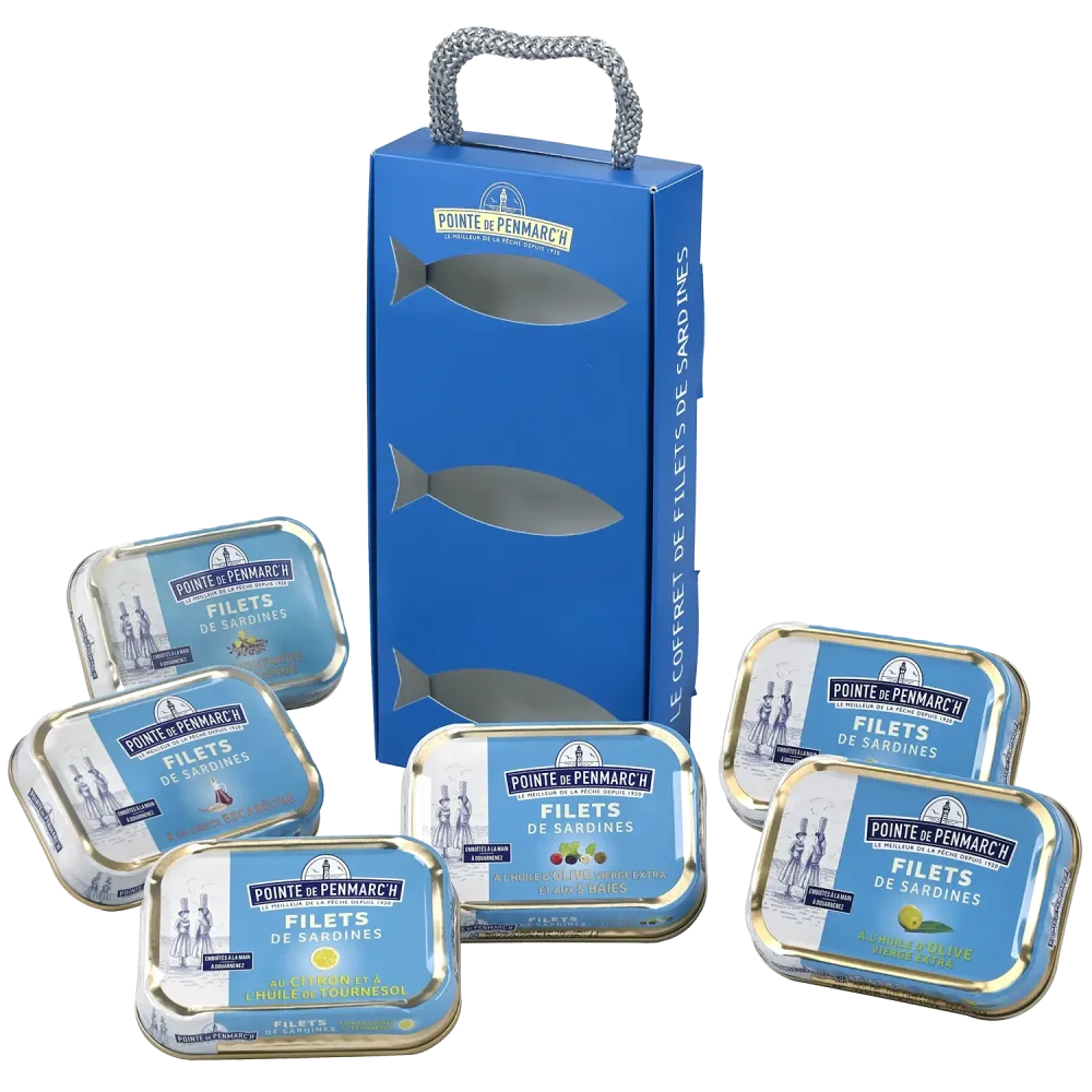 Coffret cordelette de 6 boîtes de filets de sardines