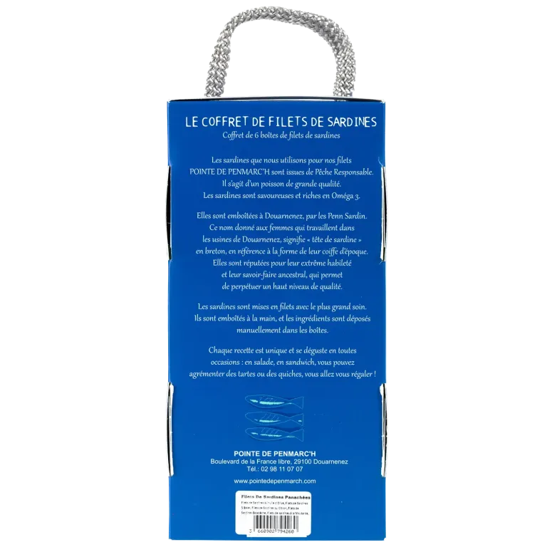 Coffret cordelette de 6 boîtes de filets de sardines