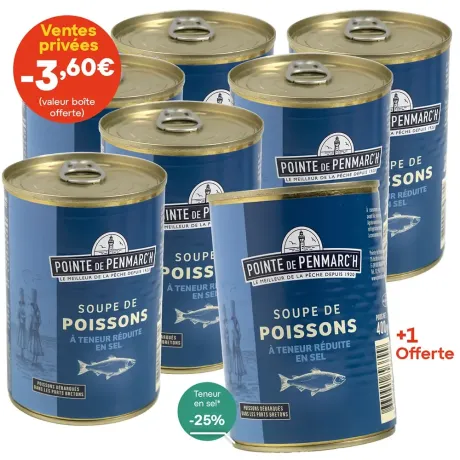 Soupe de poissons à teneur réduite en sel - le lot de 7 boîtes de 400 g