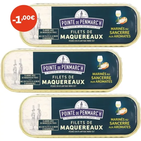 Filets de maquereaux marinés au sancerre - le lot de 3 boîtes de 176 g