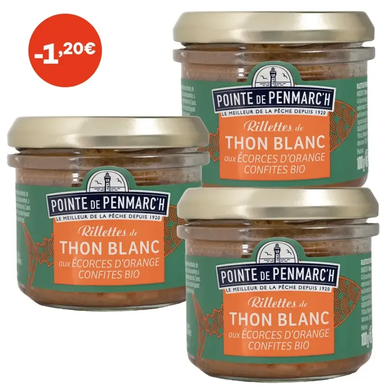 Rillettes de thon blanc germon aux écorces d'orange confites BIO - le lot de 3 verrines de 100 g