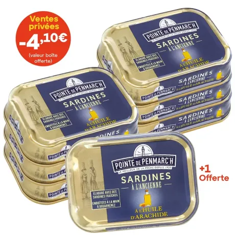 Sardines à l'ancienne à l'huile d'arachide - le lot de 7 boîtes de 115 g