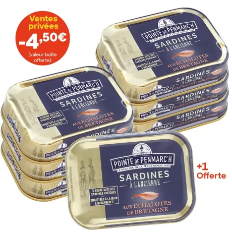 Sardines à l'ancienne aux échalotes de Bretagne - le lot de 7 boîtes de 115 g