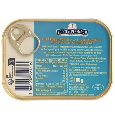 Filets de sardines à la sauce escabèche et aux échalotes de Bretagne - le lot de 3 boîtes de 100 g
