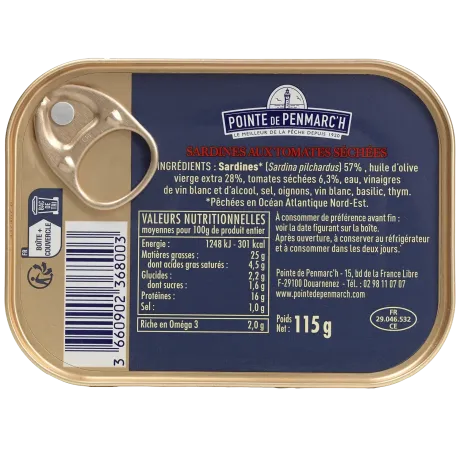 Sardines à l'ancienne à l'huile d'olive et confiterelles - le lot de 3 boîtes de 115 g