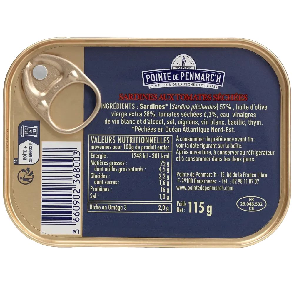 Sardines à l'ancienne à l'huile d'olive et confiterelles - le lot de 3 boîtes de 115 g