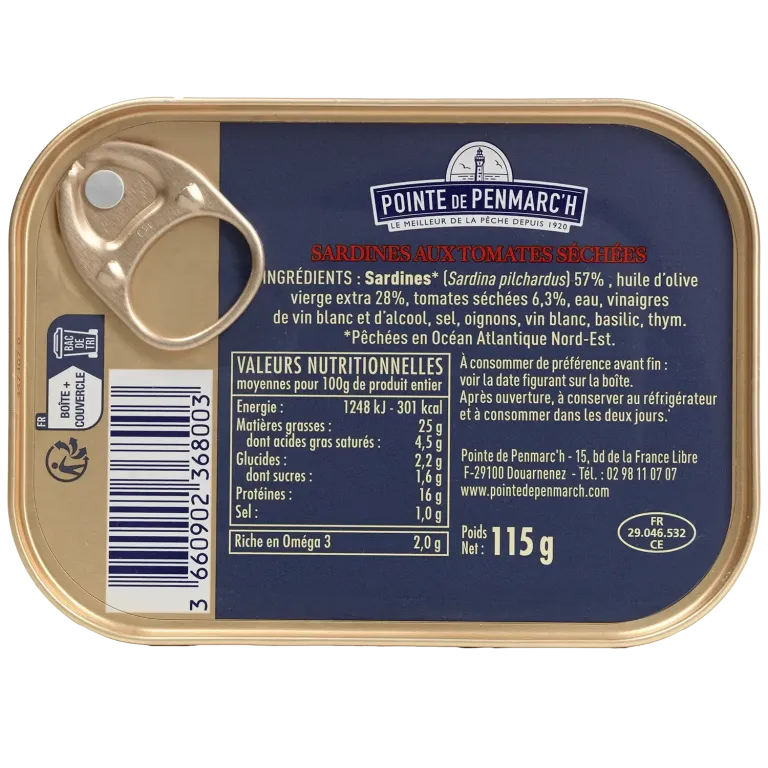 Sardines à l'ancienne à l'huile d'olive et confiterelles - le lot de 3 boîtes de 115 g