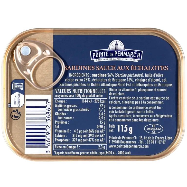 Sardines à l'ancienne aux échalotes de Bretagne - le lot de 7 boîtes de 115 g