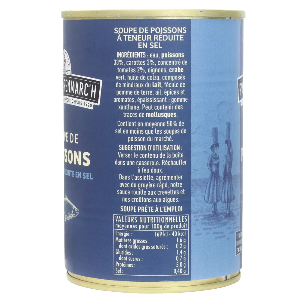 Soupe de poissons à teneur réduite en sel - le lot de 7 boîtes de 400 g