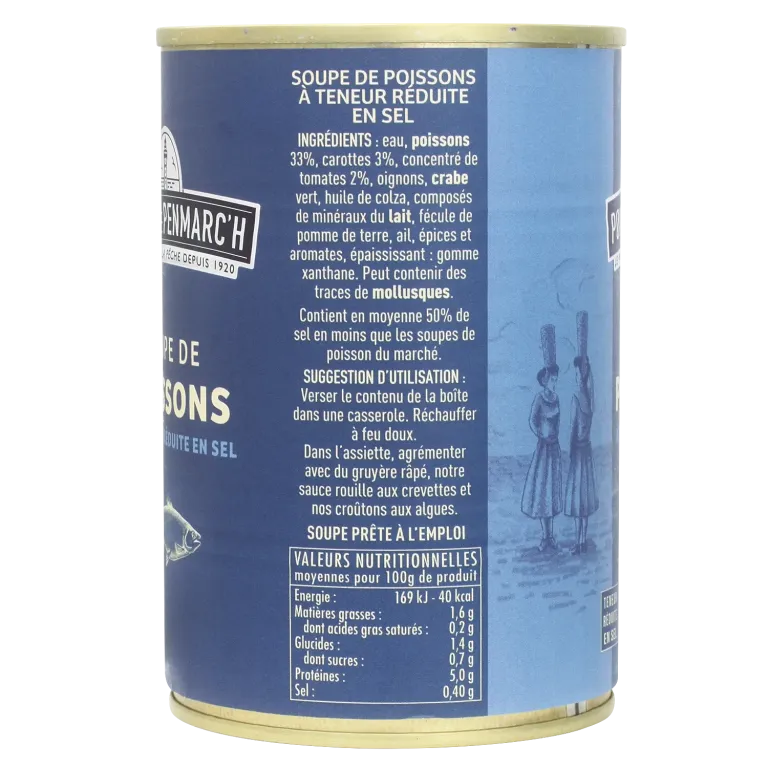Soupe de poissons à teneur réduite en sel - le lot de 7 boîtes de 400 g
