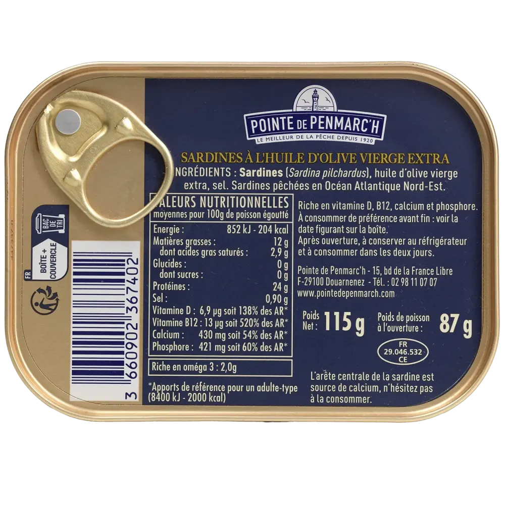 Sardines à l'ancienne à l'huile d'olive dont une boîte offerte - le lot de 7 boîtes de 115 g