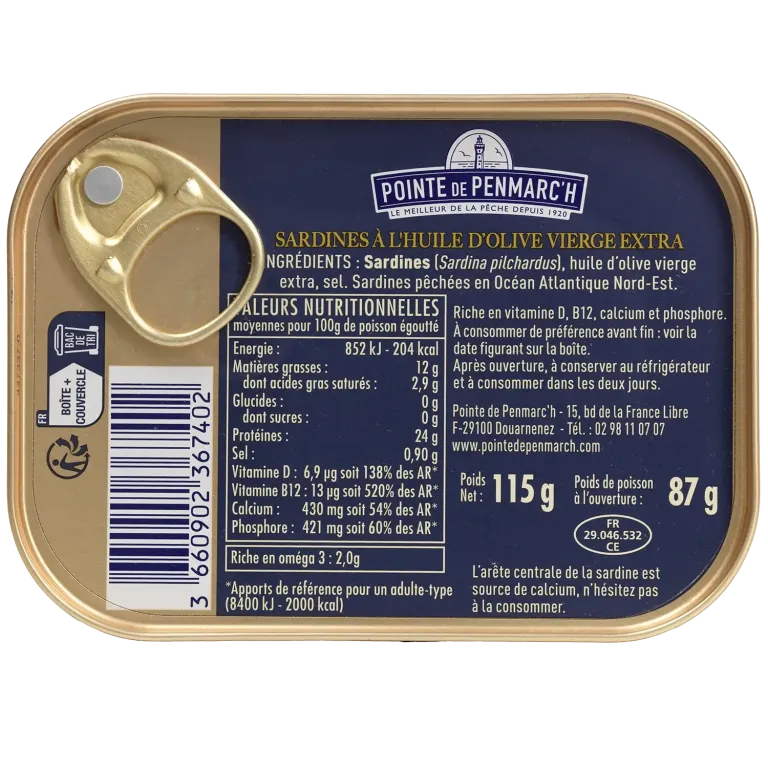 Sardines à l'ancienne à l'huile d'olive dont une boîte offerte - le lot de 7 boîtes de 115 g
