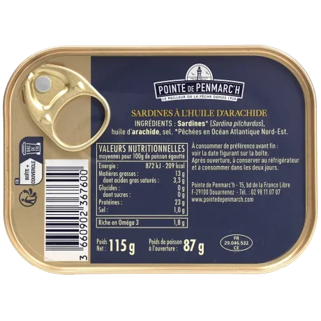 Sardines à l'ancienne à l'huile d'arachide - le lot de 7 boîtes de 115 g