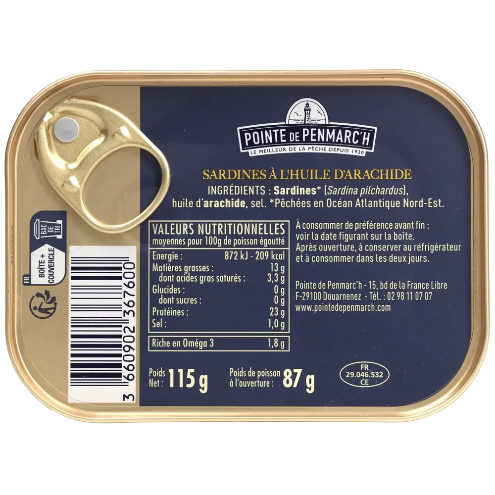 Sardines à l'ancienne à l'huile d'arachide - le lot de 7 boîtes de 115 g