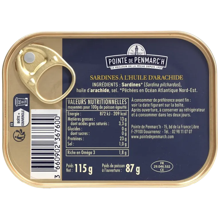 Sardines à l'ancienne à l'huile d'arachide - le lot de 7 boîtes de 115 g