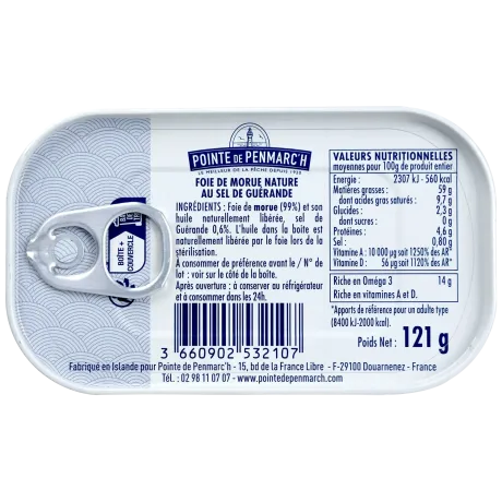 Foie de morue nature au sel de Guérande - Pêche MSC Islande