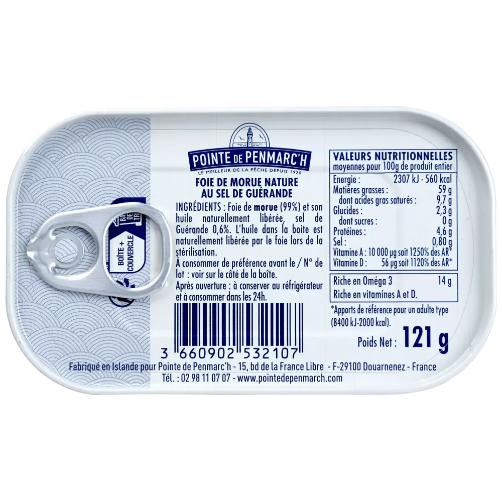 Foie de morue nature au sel de Guérande - Pêche MSC Islande