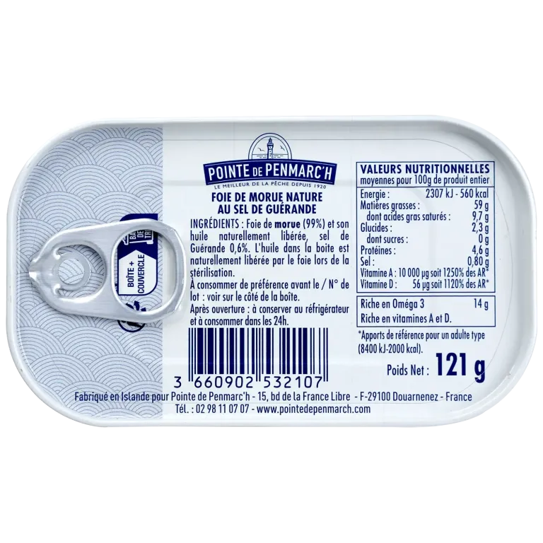 Foie de morue nature au sel de Guérande - Pêche MSC Islande