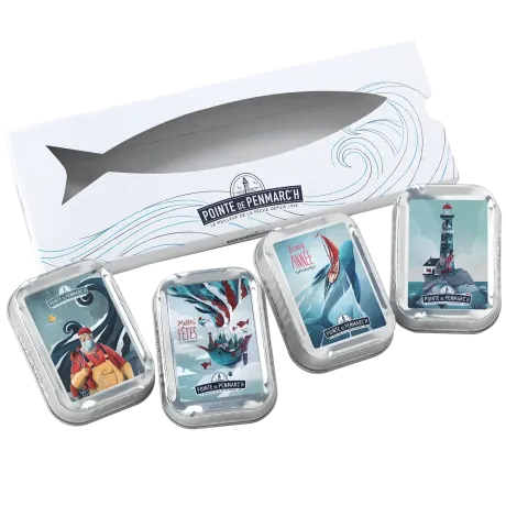 Coffret 4 sardines Eor Glas - Édition artistique & saveurs bretonnes